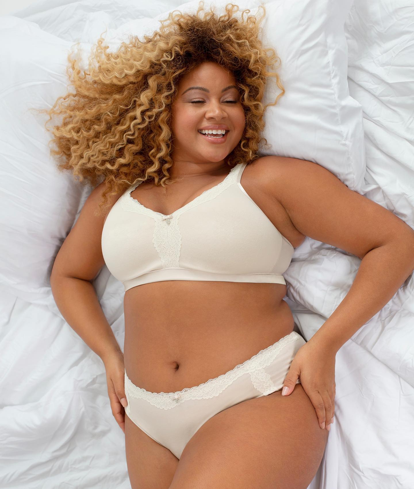 Curvy Couture Plus Cotton Luxe Unlined Wire Free Bra Natural 42h : Target