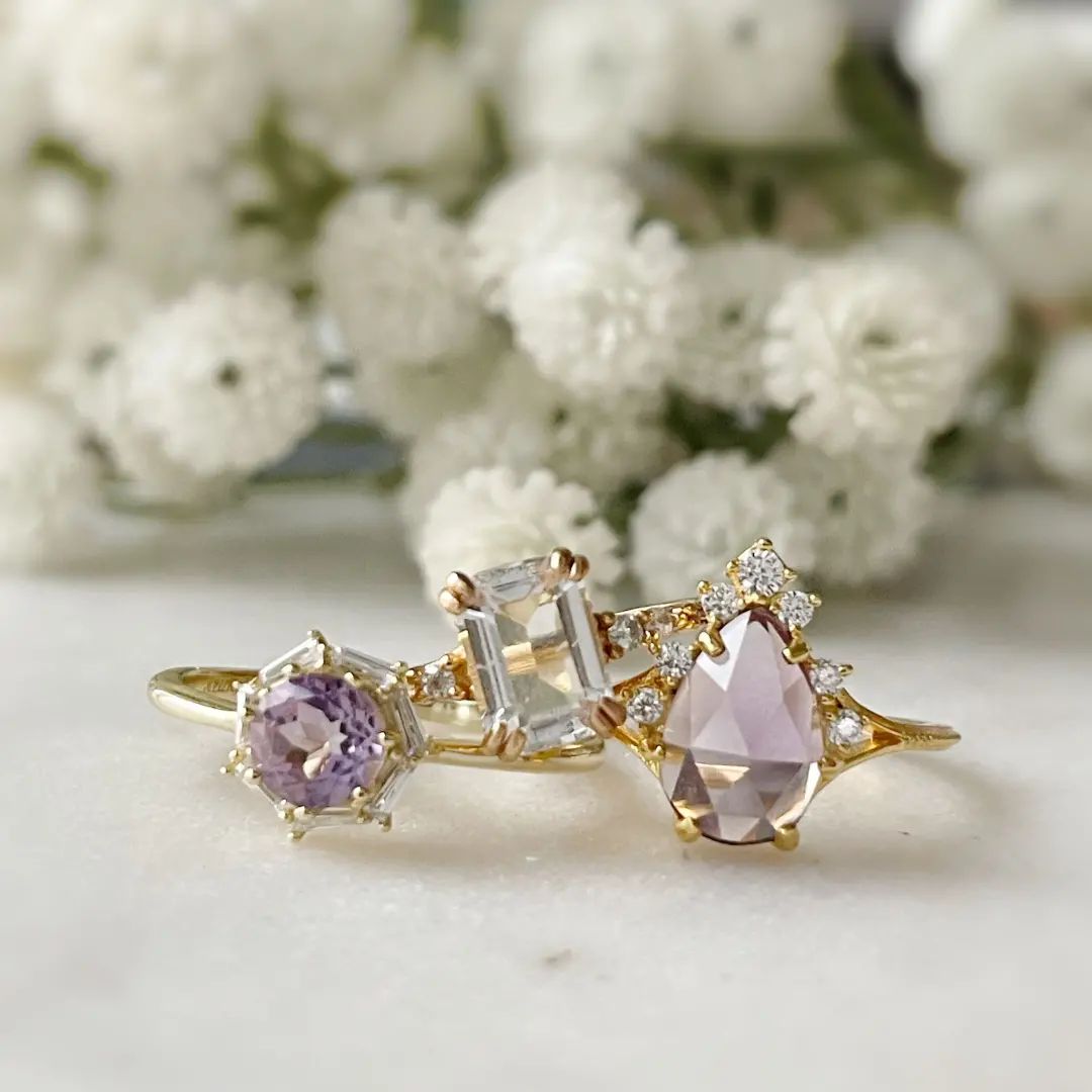 Violet Amethyst Aura Ring Gold Vermeil / 9 - 14K Yellow Gold Vermeil - Spiritual Fine Jewelry - AWE Inspired