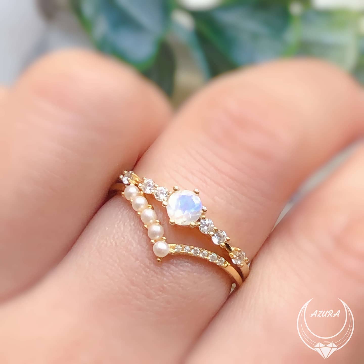 pearl and moonstone ring