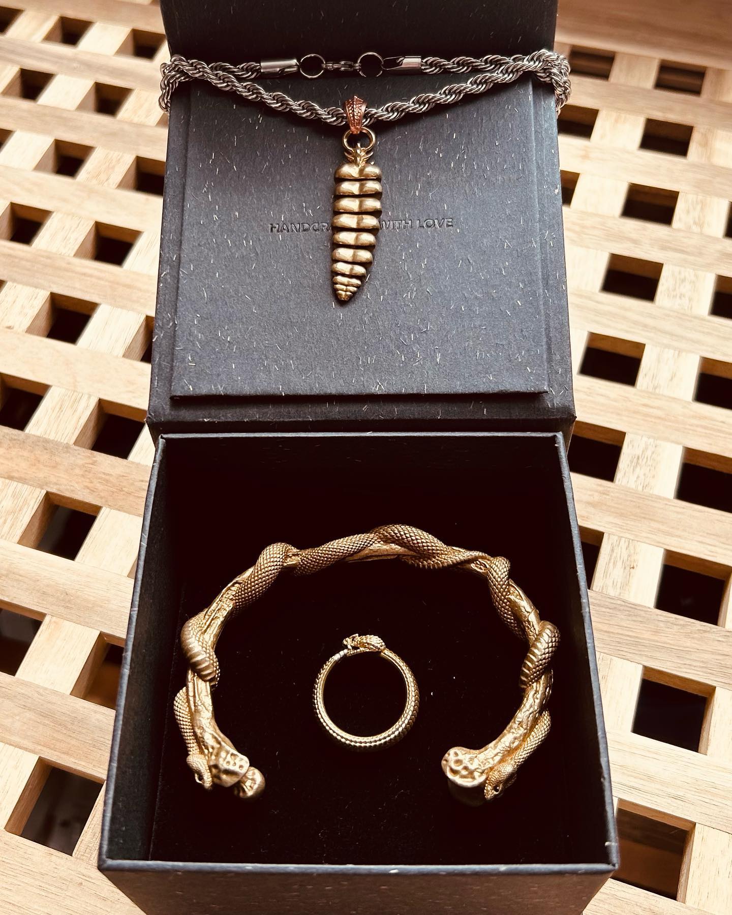 Unique Handmade Rattlesnake Tail Pendant - Gold Jewelry