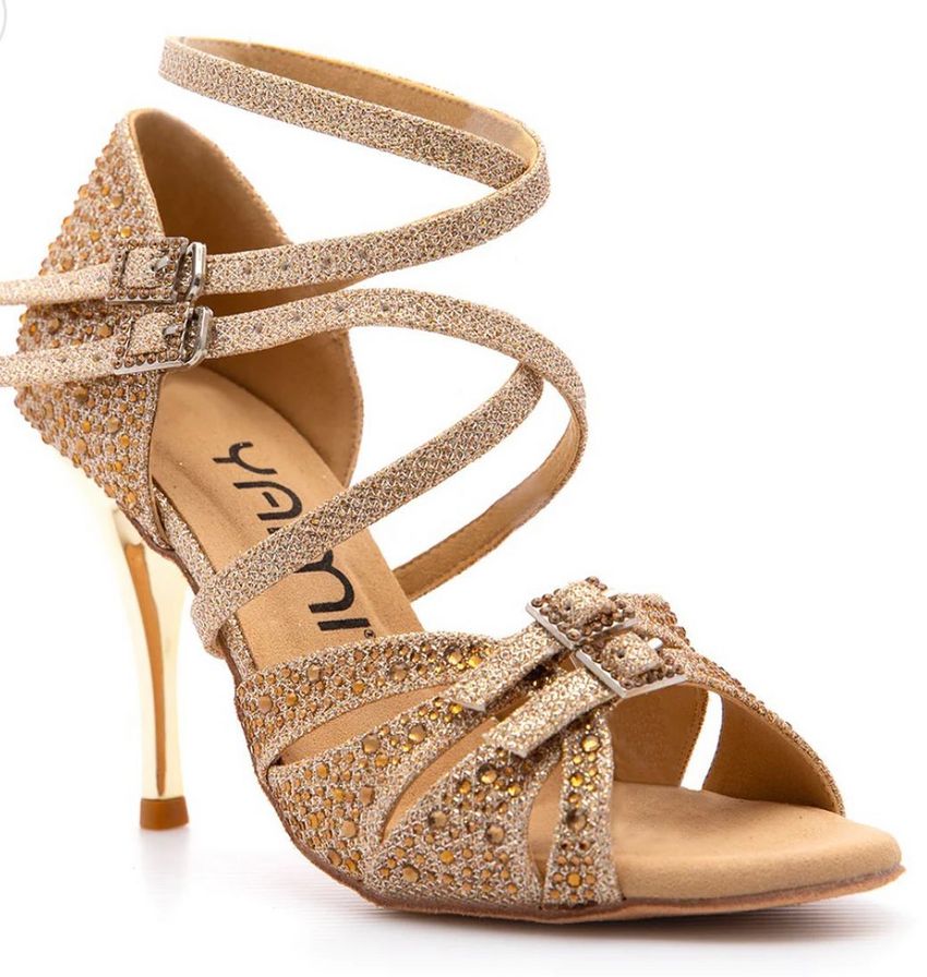 Allegra K Women's Glitter Ankle Straps Stiletto Clear Heels Sandals Gold 7  : Target